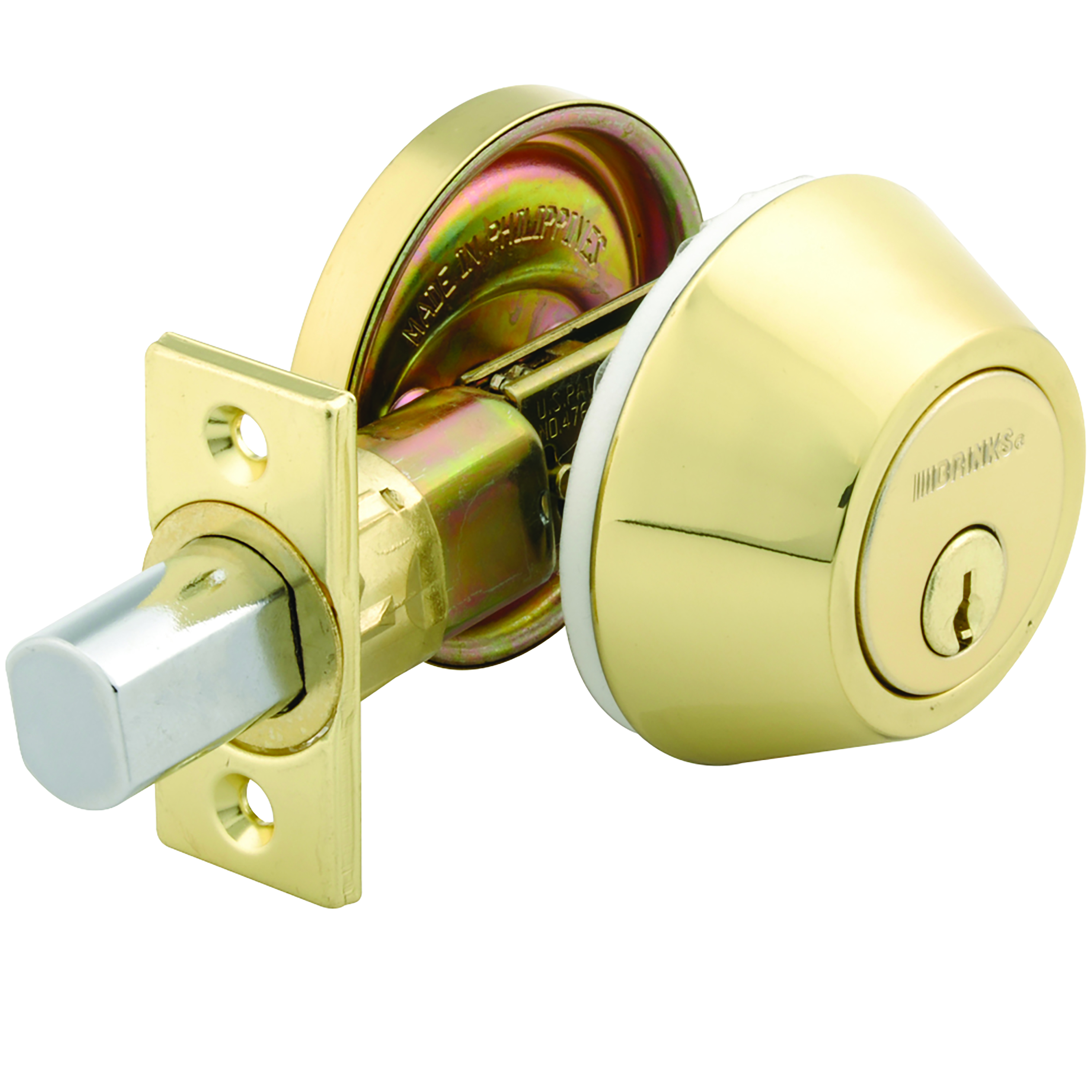 Brinks, Keyed Entry Mobile Home Single Cylinder Deadbolt, Polished Brass Finish - image 3 of 9