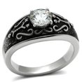 thumbnail image 1 of Men High Polished Stainless Steel Ring with AAA Grade CZ in Clear - Size 11, 1 of 1