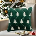 thumbnail image 2 of Green Christmas Tree Pillow Cover Plush Embroidered Tree Design Cushion Cover With Invisible Zipper For Sofa Bed Christmas Party Home Decor Holiday Throw Pillow Case, 2 of 6