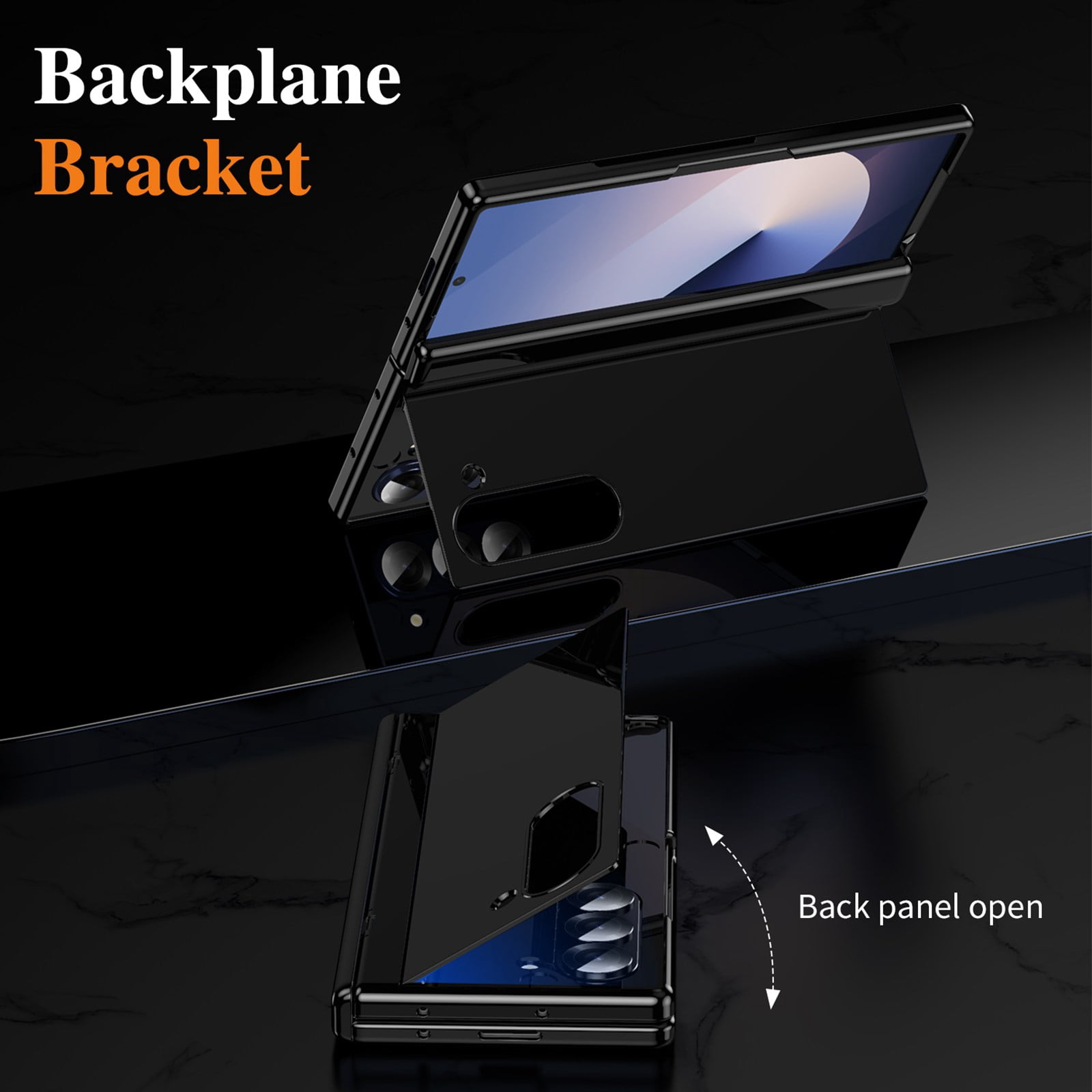 ELEHOLD Rugged Case for Samsung Galaxy Z Fold 3 Case,Built-in Screen Protector Flip Kickstand Hinge Protection Slim Full Body Protective Phone Case for Samsung Galaxy Z Fold 3,Black