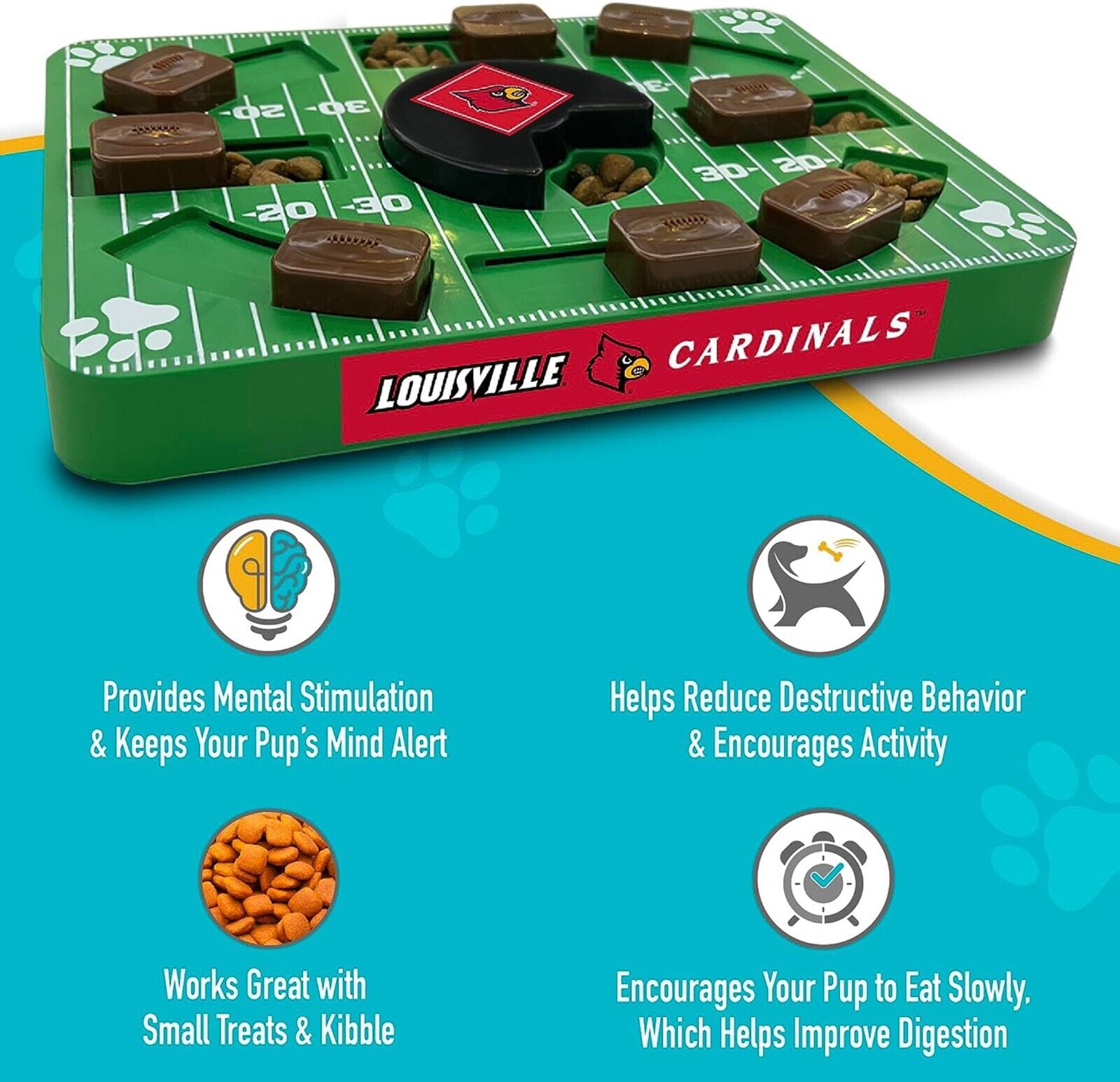 Pets First NCAA Louisville Cardinals Puzzle Toy, Puzzle Treat Dog Toy, Interactive Dog Treat Toy, Dog Puzzle Feeding Slow Toy