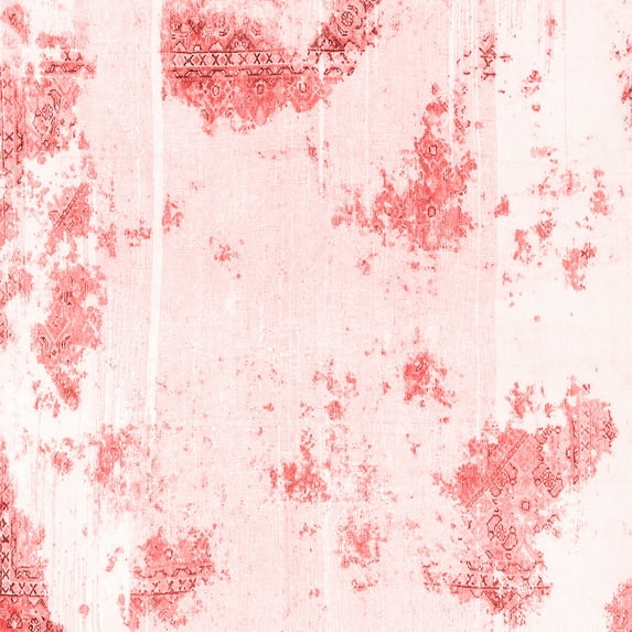 Ahgly Company Machine Washable Indoor Square Abstract Red Modern Area Rugs, 5' Square