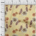 thumbnail image 1 of oneOone Cotton Cambric Pale Yellow Fabric Flower & Leaves Watercolor Dress Material Fabric Print Fabric By The Yard 56 Inch Wide, 1 of 4