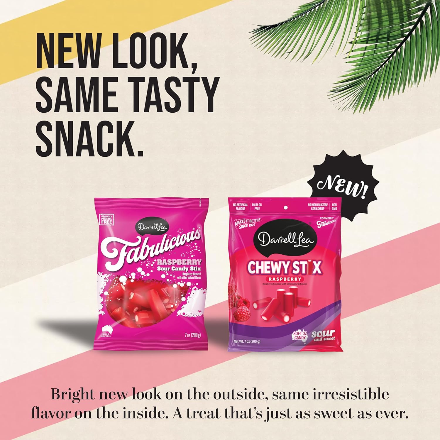Darrell Lea Fabulicious Raspberry Sour Candy Stix, 7 Ounce (Pack of 8) | Soft and Tangy, No Artificial Flavors, Palm Oil Free, Made in Australia, Shareable