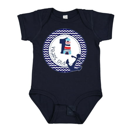 

Inktastic 1 Years Old Nautical Anchor Boy Birthday Gift Baby Boy Bodysuit