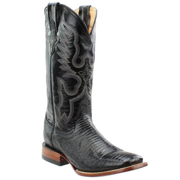 Ferrini Womens Teju Lizard Square Toe Western Cowboy Boots Mid Calf Low Heel 1 2 Walmart Com