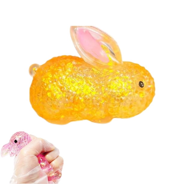 Slow Rebound Maltose Squeeze Toy Stress Relief Toy Cute Squeezable Bunny Toy Cartoon Non-sticky Material Glitter Rabbit Stress Balls Anxiety Relief