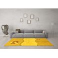 thumbnail image 3 of Ahgly Company Machine Washable Indoor Round Abstract Yellow Modern Area Rugs, 6' Round, 3 of 4