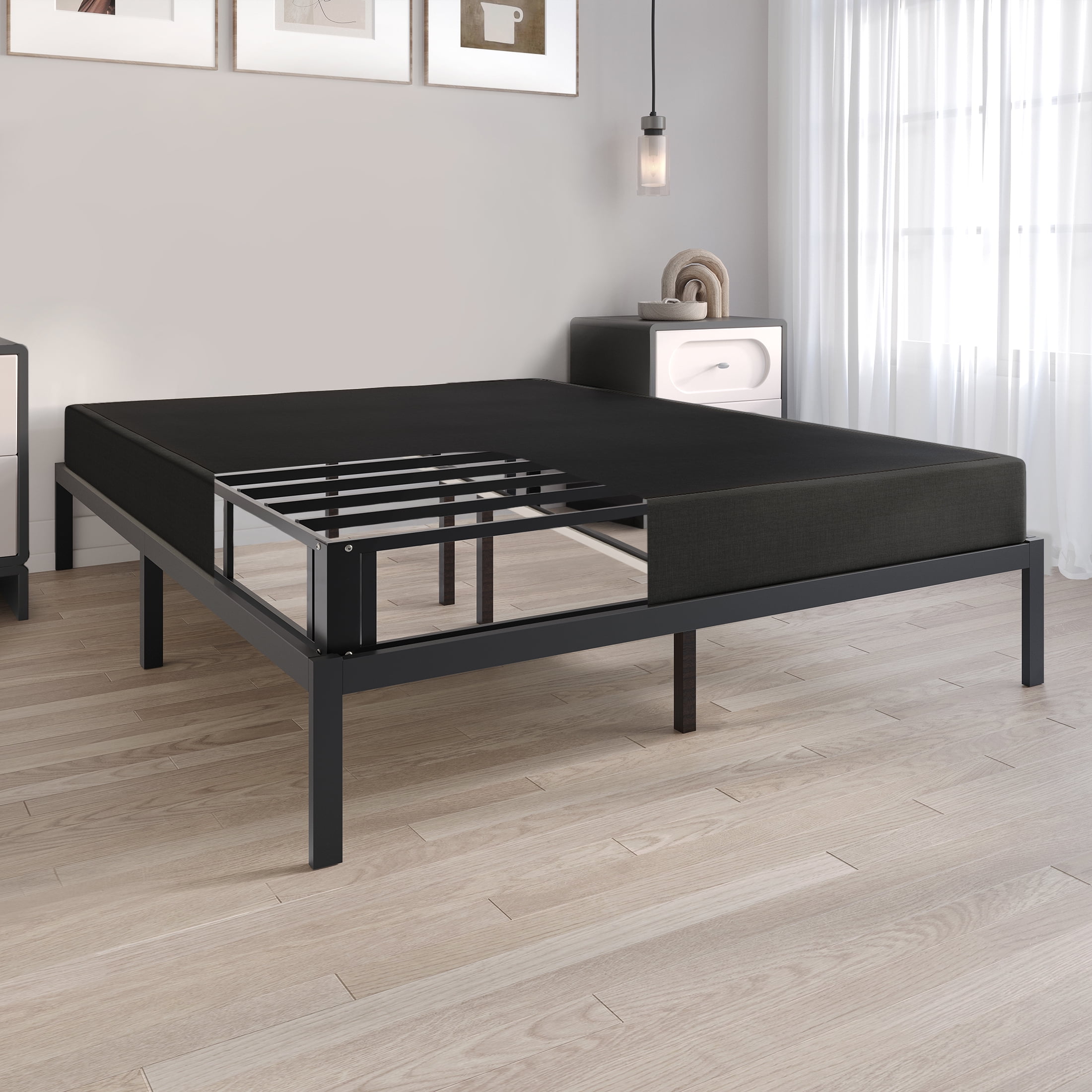 Castle Place 5" Full Size Metal Box Spring in Black Linen