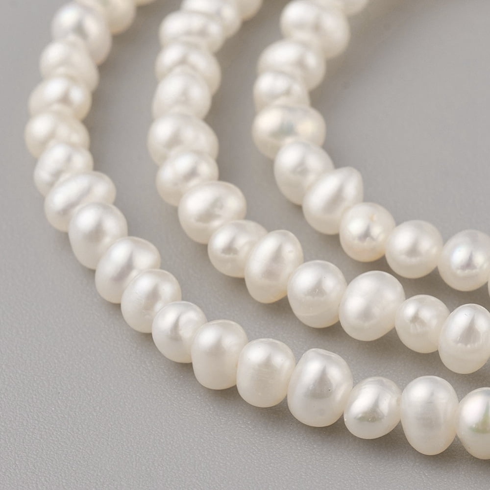 1 Strand Natural Cultured Freshwater Pearl Beads Strands Potato Seashell Color 4x3~3.5mm Hole: 0.5mm about 99pcs/strand 14.17 inch(36cm)DIY