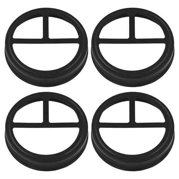 FRCOLOR 4 Pcs Mason Jar Toothbrush Holder Lid 8.60X8.60X1.70CM Black
