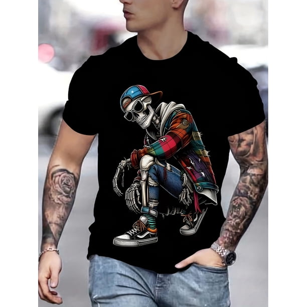 Men's 3D Print Fashion T-Shirt - Casual, Breathable Polyester, Machine Washable, Round Neck, Non-Transparent - Perfect for Summer