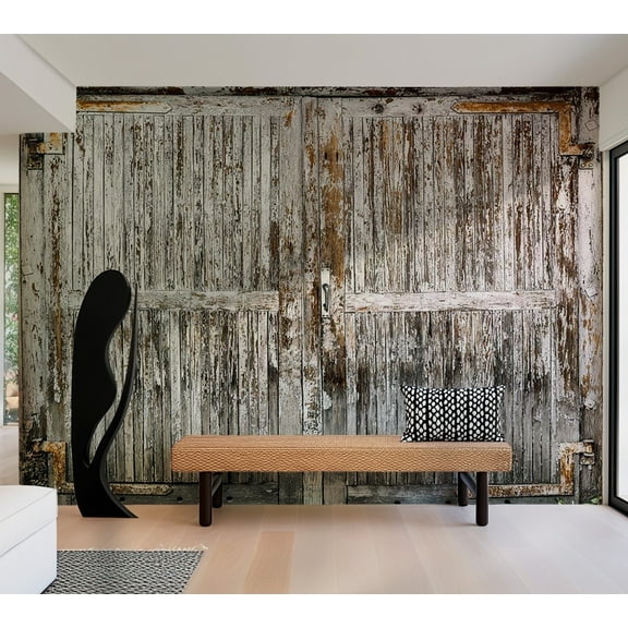 Tiptophomedecor Background & Patterns Wallpaper Wall Mural - Weathered Wooden Barn Door