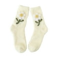 thumbnail image 2 of CNEJRHG 1Pair Womens Fluffy Thermal Socks Flower Non Slip Home Socks Fuzzy Thick Warm Slipper Socks Mid Tube Coral Velvet Floor Socks, US Size 7-12 Yellow, 2 of 2