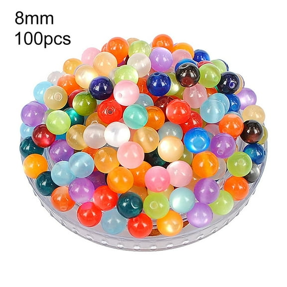 harmtty 100Pcs 8/10/12mm Colorful Round Resin DIY Handmade Charming Beads Jewelry Accessories for Formal Dress,Multicolor