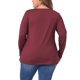 thumbnail image 3 of Blusas de mujer de tallas grandes Agnes Orinda, camisetas de manga larga con cuello acanalado y recogido, blusas sueltas y casuales, 3X burdeos, 3 of 6