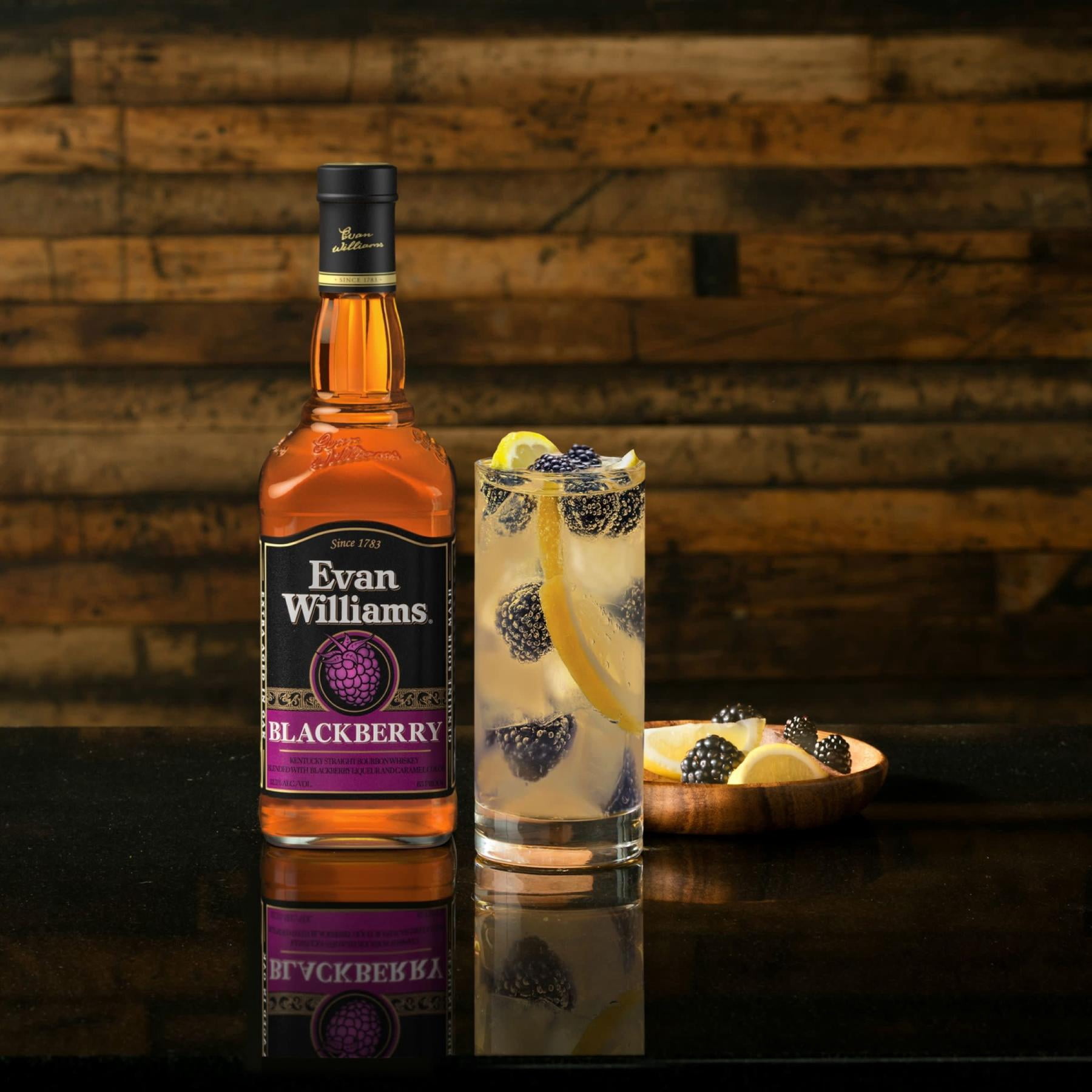 Evan Williams Blackberry Whiskey Liqueur, 750 ml Bottle, 32.5% ABV