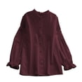 thumbnail image 1 of Moda Mujer Causal Blusa sólida Camiseta de manga larga Otoño Sweartshirt Botón Tops Fridja czfsfas6180, 1 of 3