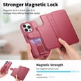 thumbnail image 3 of Allytechgroup for iPhone 13 Pro Case, 2-in-1 Wallet Phone Cover with Detachable PU Leather Card Holder, Magnetic MagSafe-Compatible RFID Blocking Protective Case & Wristband, Red, 3 of 14