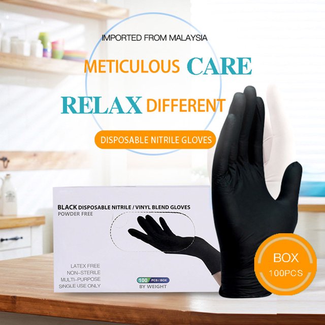 Guantes de alta elasticidad Jadeshay 100 piezas PVC negros guantes protectores máxima comodidad