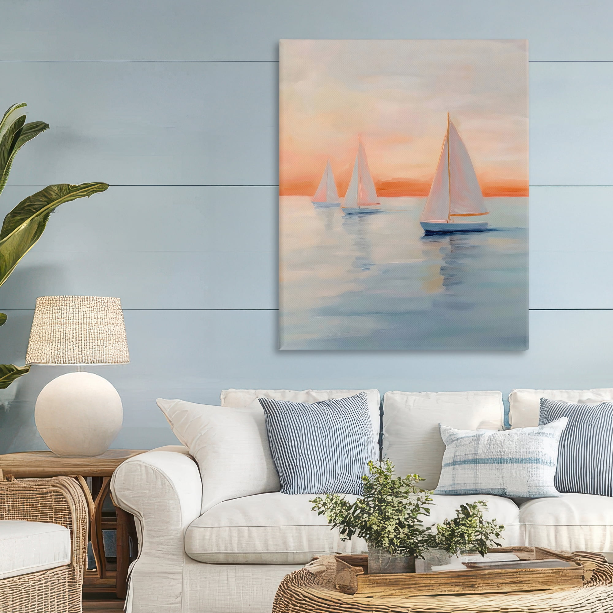 Stupell Industries Sunset Sailboats Over Calm Sea Canvas Wall Art, design by Creative Studio