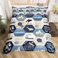 thumbnail image 1 of Juego de cama de tamaño completo, geométrica Hexágono Océano Funda Nórdica Niños Niños Niñas, 1 of 8