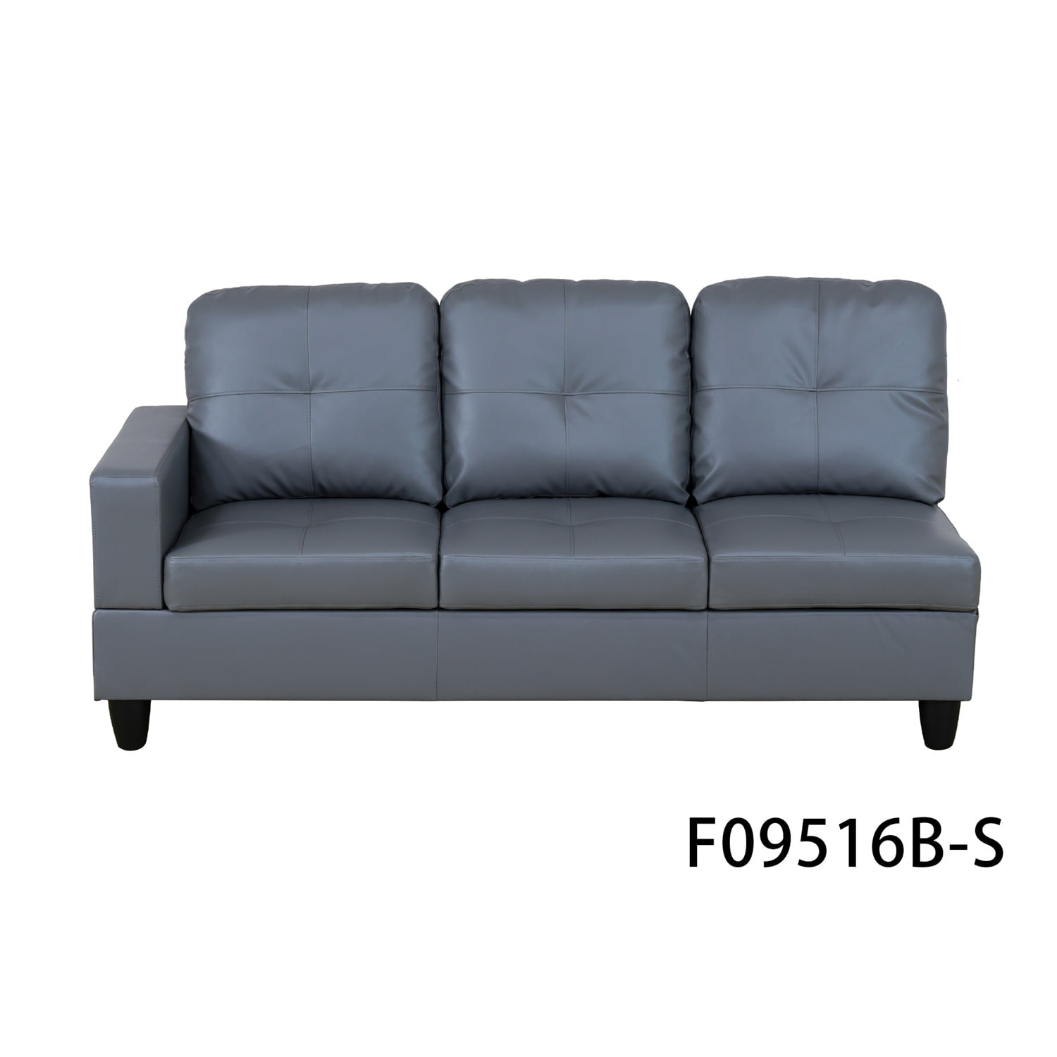 Hommoo Semi PU Synthetic Leather 4-Seat Couch Living Room Sofa Set, Modern Couch Sofa Set, Sectional Sofa Chaise Lounge for Home, Apartment, Loft and Office, Dark Grey(Without Ottoman)