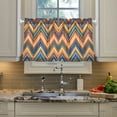 thumbnail image 2 of Yayeee Kitchen Curtains Tier Pair Light Filtering 27"x24" Rod Pocket Short Cafe Window Panel, Orange Geometric, 2 of 7