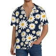 thumbnail image 3 of Wukai Daisy Floral Men's Casual Short-Sleeve Button Down Shirt - Lightweight Summer Dress Shirt for Daily Wear-X-Large, 3 of 7