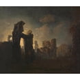 thumbnail image 2 of Adalbert Stifter 14x12 Gold Ornate Wood Frame and Double Matted Museum Art Print Titled - Roman Ruins (Approx. 1850), 2 of 4