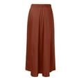 thumbnail image 7 of MIXUE Skirts For Women Summer Satin Solid Color Elastic High Waist Elegant Party A Line Maxi Skirt Activewear,Orange,L, 7 of 7
