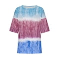 thumbnail image 4 of AKOEE Womens 3/4 Length Plus Size T Shirt Graphic Print Loose Crew Neck Tops Short Sleeve S-5X Casual Large Tees (X-Large, Multicolor 01), 4 of 5