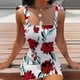 thumbnail image 2 of Vestido de cintura con pliegues elásticos sin mangas con tirantes y cordones con estampado de verano para mujer a la moda Pompotops  ghjkhdj3467, 2 of 8