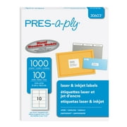 Pres-a-Ply White Labels, 2" x 4", Permanent Adhesive, 10-up, 1000 Labels (30603)