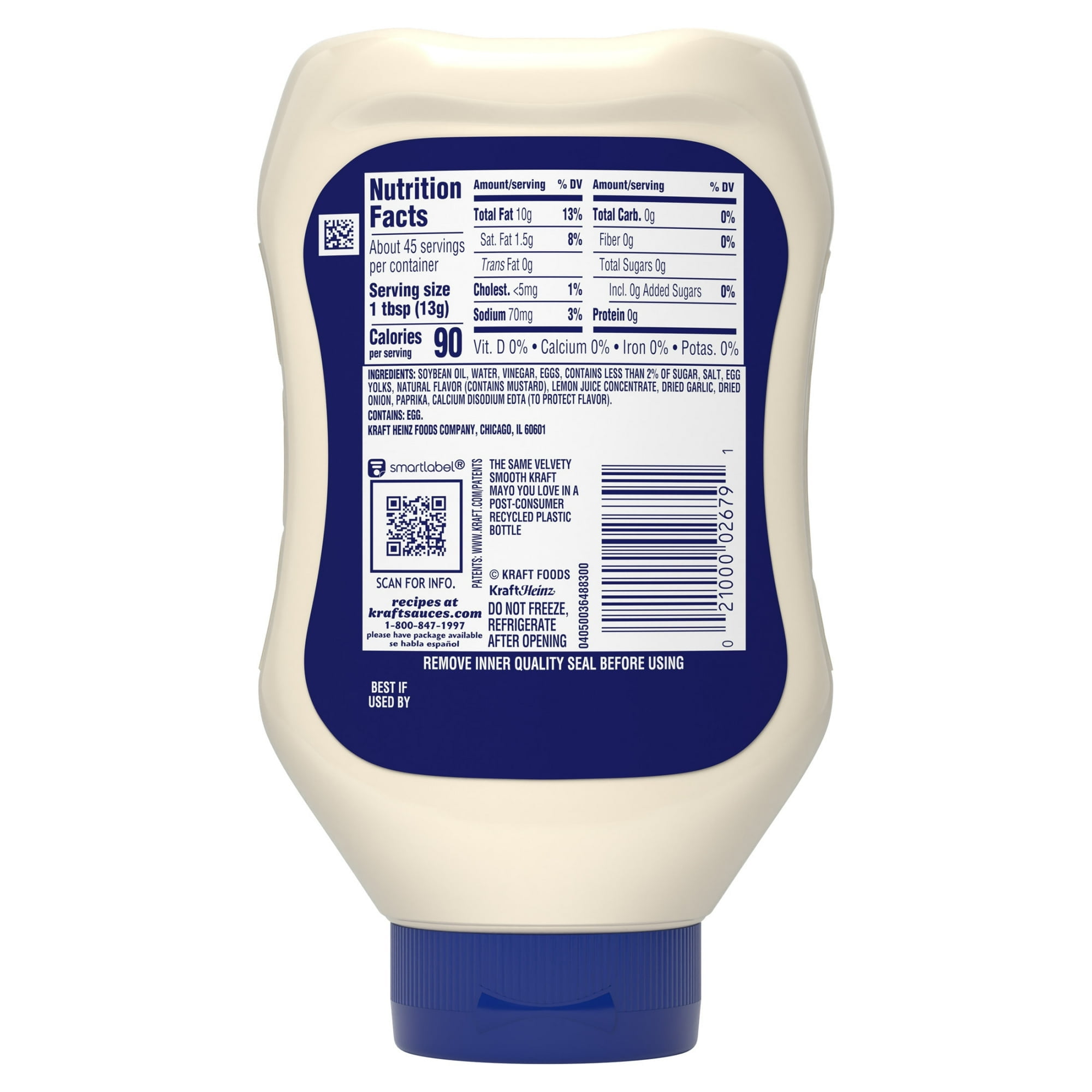 Kraft Real Mayo Creamy & Smooth Mayonnaise Squeeze Bottle 22 fl oz (Pack of 6)