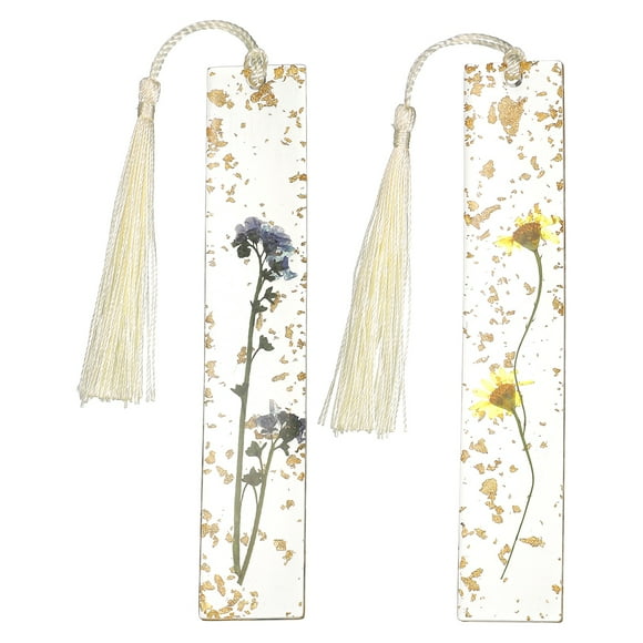 Marcadores de Flores Secas No Me Olvides y Margarita Amarilla para Lectura Mujeres, 2 Pcs