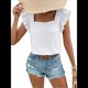 thumbnail image 3 of Top de Mujer con Cuello Cuadrado y Volantes de Corta M, 3 of 9
