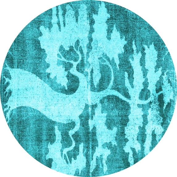 Ahgly Company Indoor Round Persian Light Blue Traditional Area Rugs, 4' Round