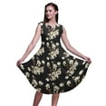 thumbnail image 1 of Bimba Black Bird & Magnolia Floral Women Casual Sleeveless Floral Print Summer Swing Midi Dress-Large, 1 of 6