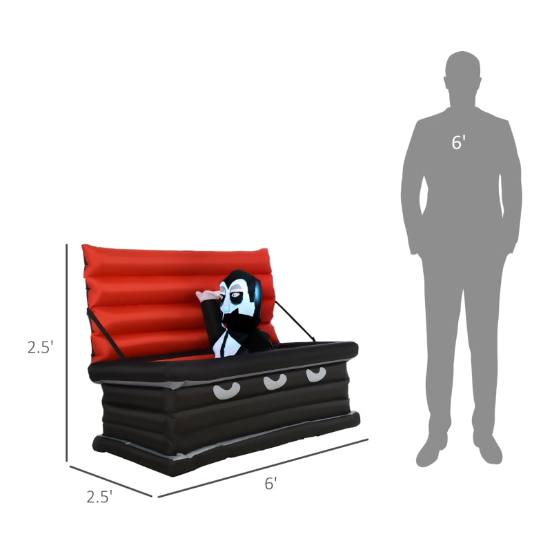 Alvantor Halloween Decoration Inflatables Vampire and Giant Coffin with LED Lights 70.75"x31.5"x31.5" Black/Red