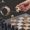 thumbnail image 5 of Radicaln Marble Chess Set 15 inches Handmade Luxury Black & Fossil Coral board games for adults, Ideal Chessboard with Marble Pieces, Elegant Travel Games for Family Perfect Gift for Home Décor, 5 of 6