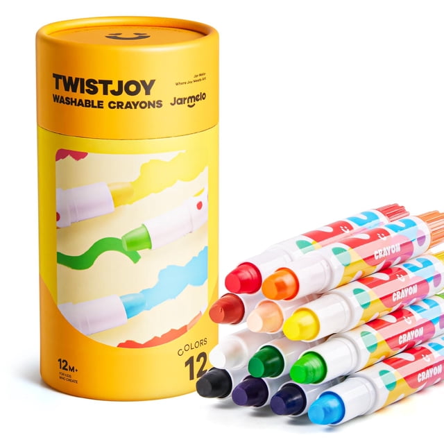 Tarro de crayones Jumbo Melo TwistJoy, 12 colores para niños pequeños