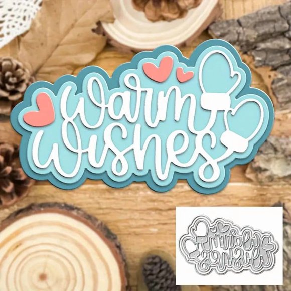 Troquel metálico Sznilindm Warm Wishes para scrapbooking