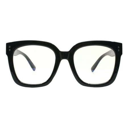 Blue Light Filtering Lens Glasses XL Oversized Square Frame Unisex Black