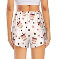 thumbnail image 4 of Uemuo Milk Tea Pattern Women's Athletic Shorts High Waisted Running Shorts with Liner Pockets Gym Elastic Workout Shorts-Small, 4 of 9