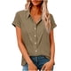 thumbnail image 1 of Camisas de Manga Larga para las Mujeres Suelto Ajuste Solapa Botón de Manga Corta Blusa de Túnica, Suaves Camisas de Manga Larga para las Mujeres Bajo Scrubs Desgaste de Verano Casual, 1 of 7