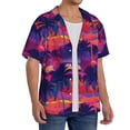 thumbnail image 4 of Wukai Retro Palms Men's Casual Short-Sleeve Button Down Shirt - Lightweight Summer Dress Shirt for Daily Wear-Large, 4 of 7