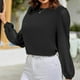 thumbnail image 2 of Tops para mujer Camisas Blusas Elegantes Camisas casuales de manga larga Moda Cómoda Blusa de cuello redondo de color sólido Odeerbi ODB-5, 2 of 7