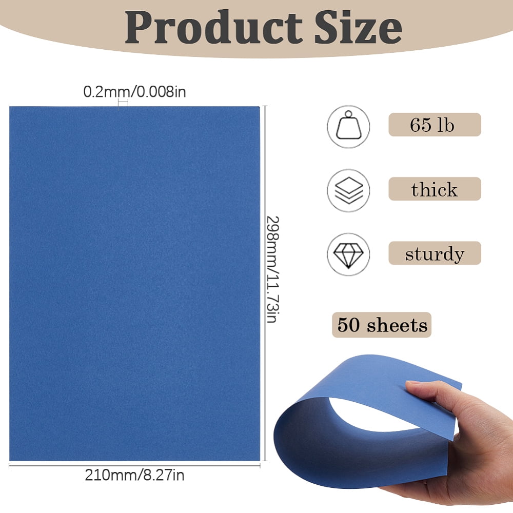 1 Set 50Pcs A4 Craft Paper Cardstock for DIY Card Craft Making Rectangle Royal Blue 298x210x0.2mm