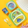 thumbnail image 2 of A set of environmental protection bamboo animal cartoon series fiber children's tableware set baby divided plate five-piece set, 2 of 5